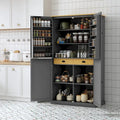Grand garde-manger de cuisine autoportant de 102,1 x 50,8 x 181,1 cm avec 2 tiroirs et 2 étagères de porte réglables à 8 niveaux