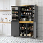Grand garde-manger de cuisine autoportant de 102,1 x 50,8 x 181,1 cm avec 2 tiroirs et 2 étagères de porte réglables à 8 niveaux