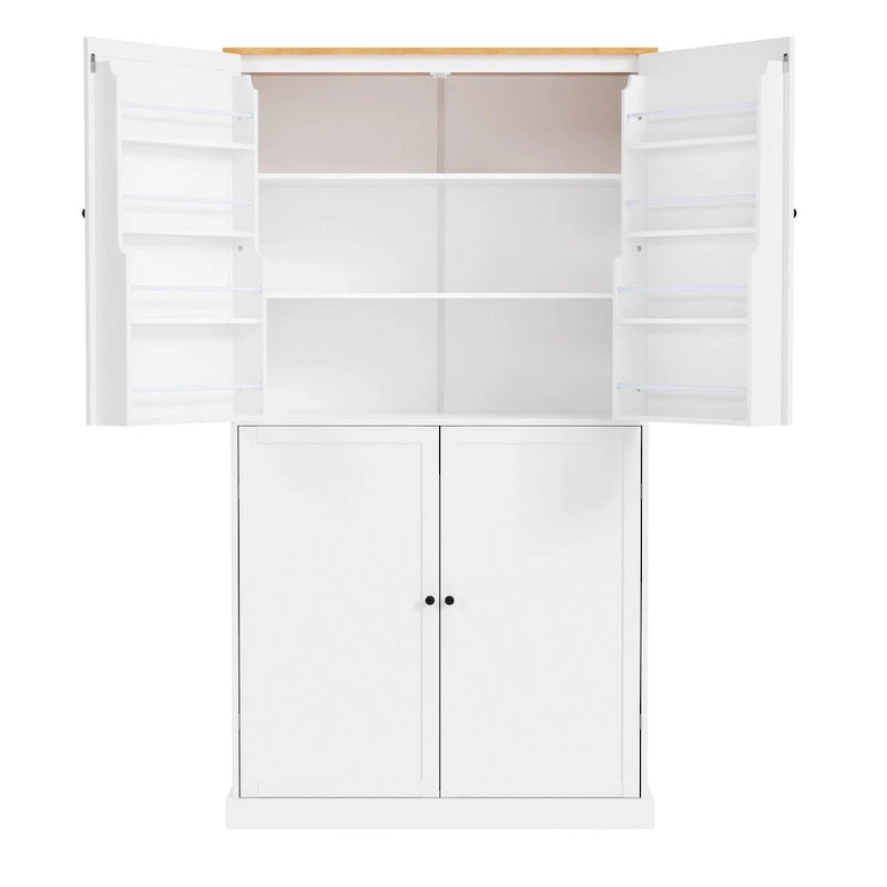 Grand garde-manger de cuisine autoportant de 102,1 x 50,8 x 181,1 cm avec 2 tiroirs et 2 étagères de porte réglables à 8 niveaux
