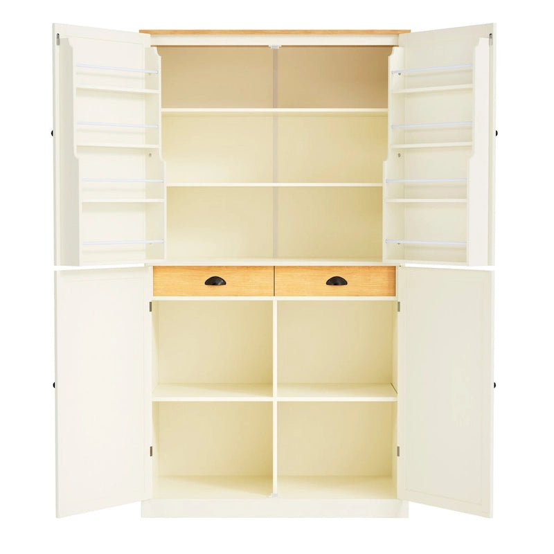 Grand garde-manger de cuisine autoportant de 102,1 x 50,8 x 181,1 cm avec 2 tiroirs et 2 étagères de porte réglables à 8 niveaux