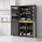 Grand garde-manger de cuisine autoportant de 102,1 x 50,8 x 181,1 cm avec 2 tiroirs et 2 étagères de porte réglables à 8 niveaux