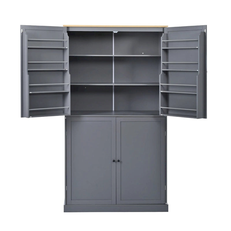 Grand garde-manger de cuisine autoportant de 102,1 x 50,8 x 181,1 cm avec 2 tiroirs et 2 étagères de porte réglables à 8 niveaux