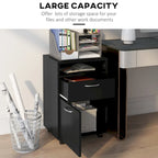 Meuble de Rangement Mobile Moderne avec 1 Étagère, 1 Tiroir et 1 Placard, Support d'Imprimante avec Roulettes
