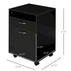 Meuble de Rangement Mobile Moderne avec 1 Étagère, 1 Tiroir et 1 Placard, Support d'Imprimante avec Roulettes