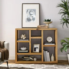 Open Wooden Open Shelf Bookcase, Freestanding Display Cabinet with 7 Cube Storage Spaces, Floor Standing Bookshelf, Entryway