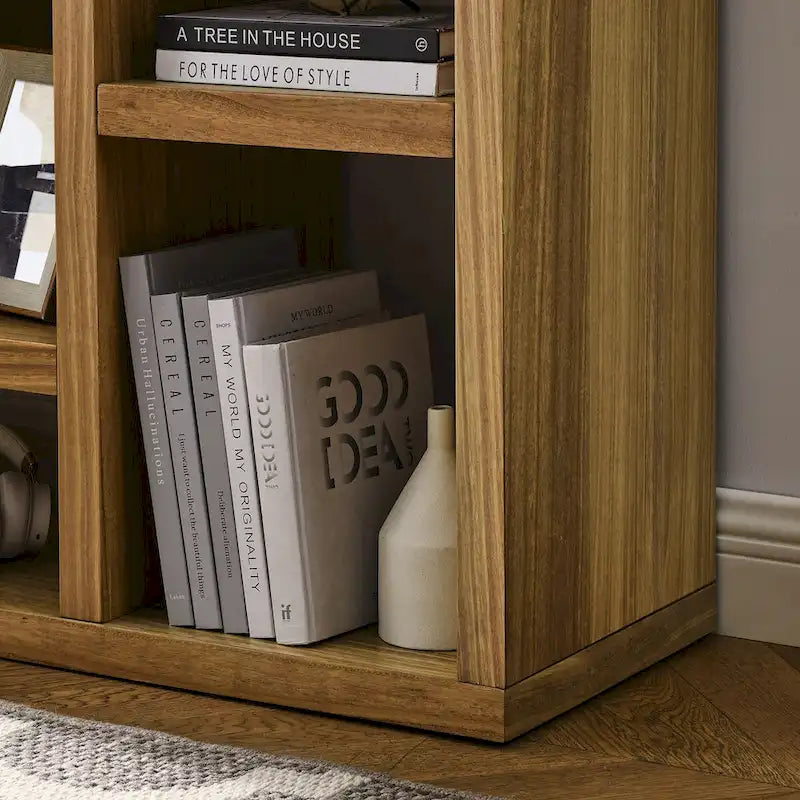 Bibliothèque ouverte en bois avec étagères, meuble de rangement autonome avec 7 casiers, étagère sur pied, entrée