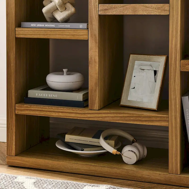 Bibliothèque ouverte en bois avec étagères, meuble de rangement autonome avec 7 casiers, étagère sur pied, entrée