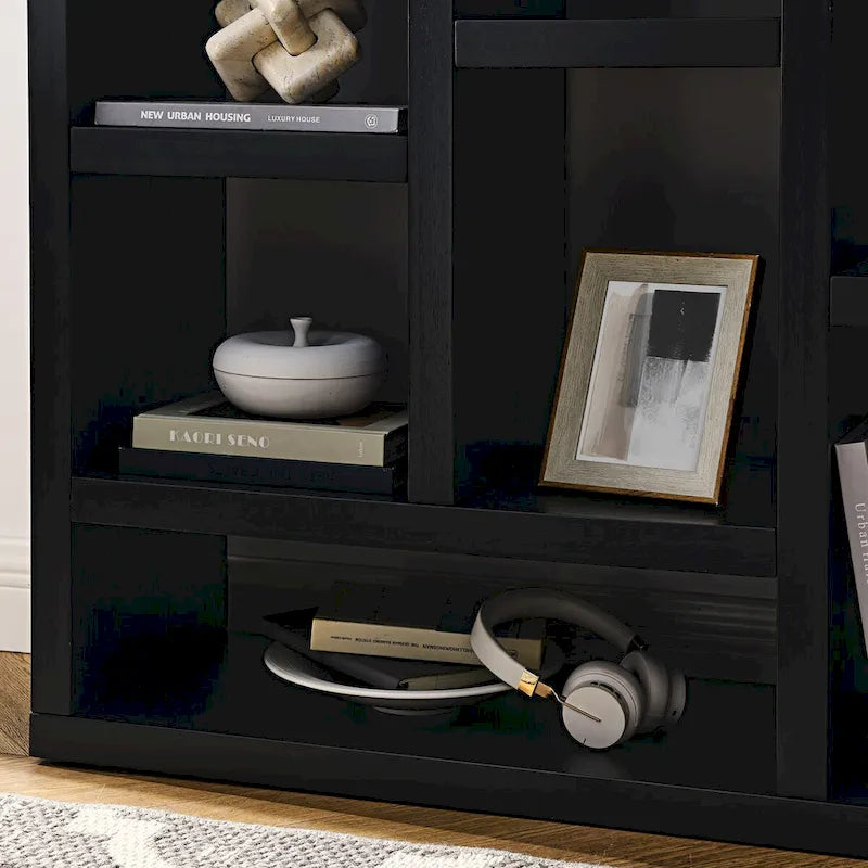 Bibliothèque ouverte en bois avec étagères, meuble de rangement autonome avec 7 casiers, étagère sur pied, entrée