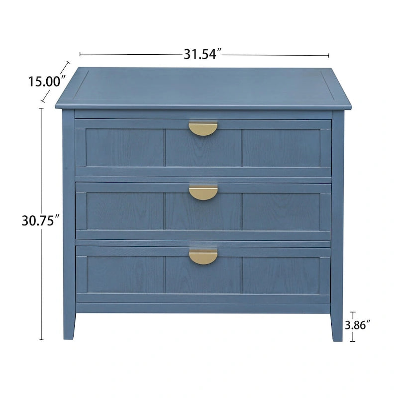 Commode à 3 tiroirs, Meuble américain, Convient pour chambre et entrée de salon