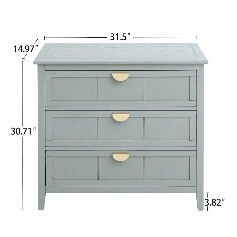 Commode à 3 tiroirs, Meuble américain, Convient pour chambre et entrée de salon