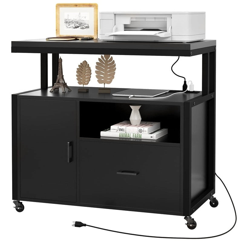 Rolling Filing Cabinet Cart - 15.7D x 31.5W x 29.9