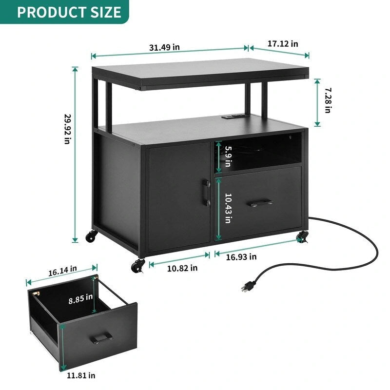 Meuble de classement roulant - 15,7P x 31,5L x 29,9H