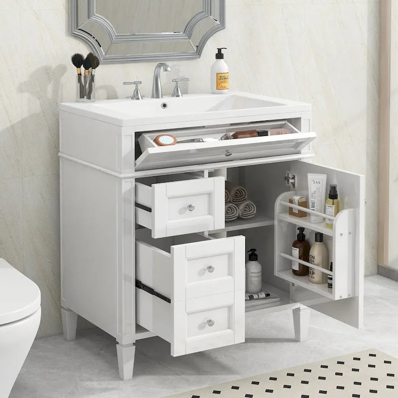 Meuble-lavabo avec évier intégré et tiroir basculant
