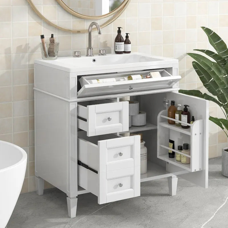 Meuble-lavabo avec évier intégré et tiroir basculant