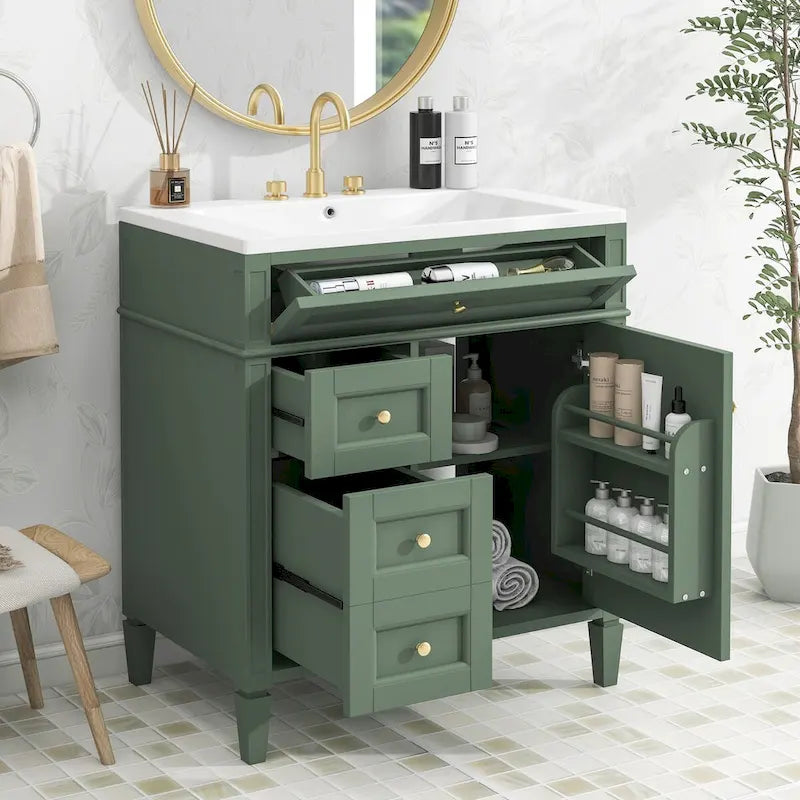 Meuble-lavabo avec évier intégré et tiroir basculant