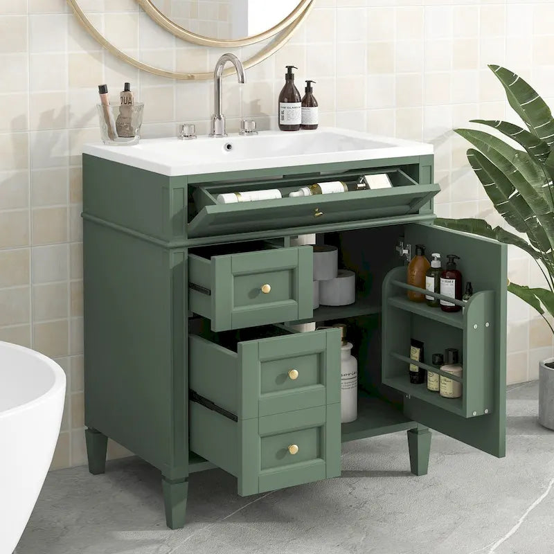 Meuble-lavabo avec évier intégré et tiroir basculant