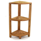 Petite étagère de salle de bain d'angle en teck à 3 niveaux