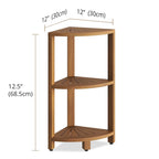 Petite étagère de salle de bain d'angle en teck à 3 niveaux