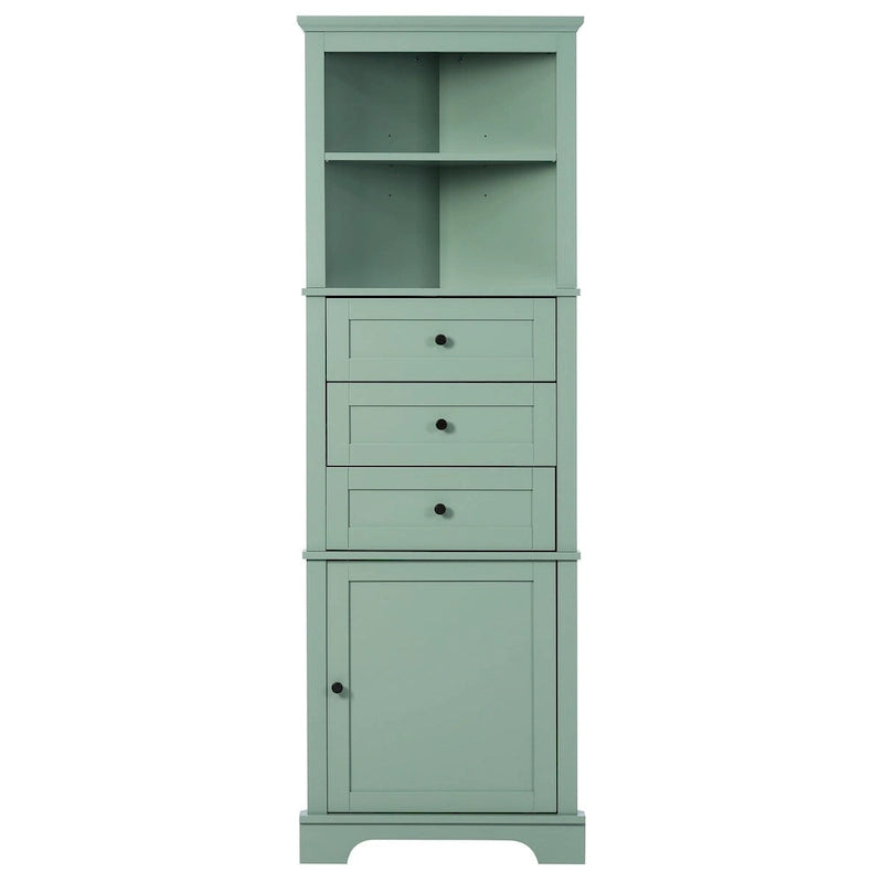 Meuble de salle de bain à 1 porte vert Tall Wood 69 po avec tablette réglable