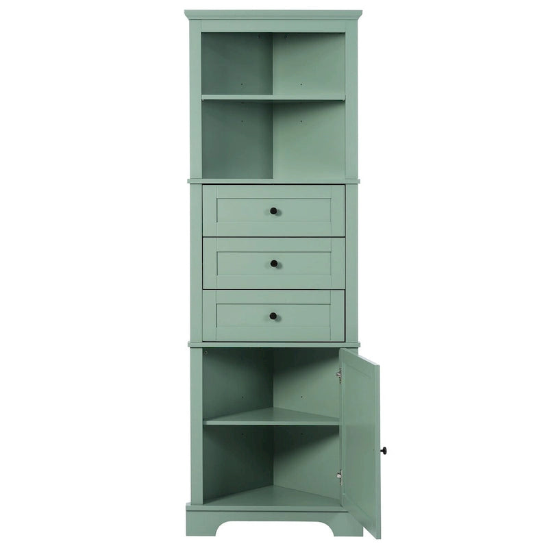 Meuble de salle de bain à 1 porte vert Tall Wood 69 po avec tablette réglable