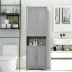 Meuble de rangement haut et étroit pour salle de bain avec portes et étagère