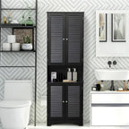 Meuble de rangement haut et étroit pour salle de bain avec portes et étagère