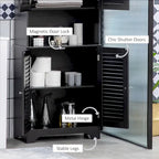 Meuble de rangement haut et étroit pour salle de bain avec portes et étagère