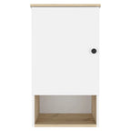 Armoire à pharmacie, deux étagères intérieures, finition chêne clair / blanc