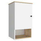 Armoire à pharmacie, deux étagères intérieures, finition chêne clair / blanc