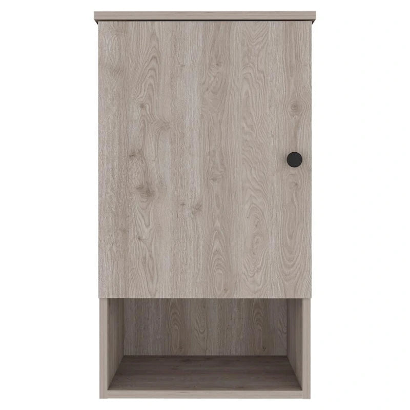Armoire à pharmacie, deux étagères intérieures, finition chêne clair / blanc