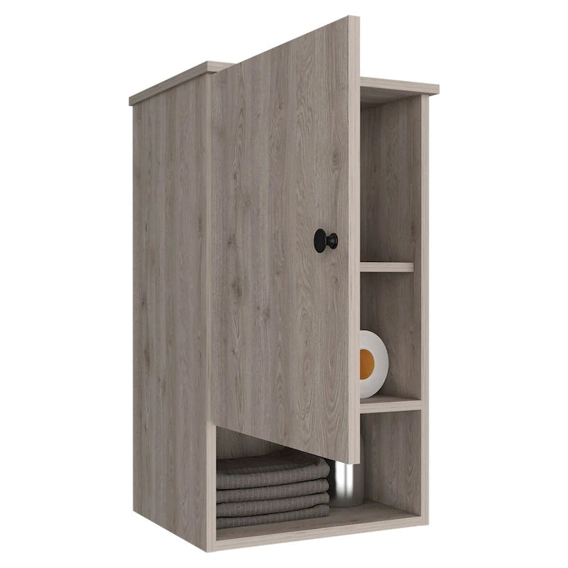 Armoire à pharmacie, deux étagères intérieures, finition chêne clair / blanc