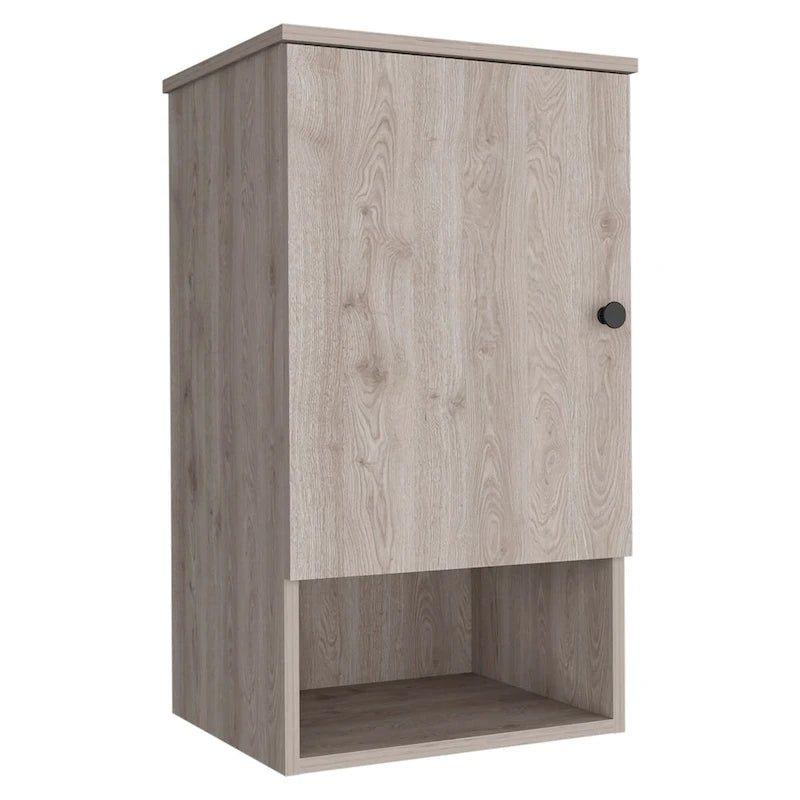 Armoire à pharmacie, deux étagères intérieures, finition chêne clair / blanc