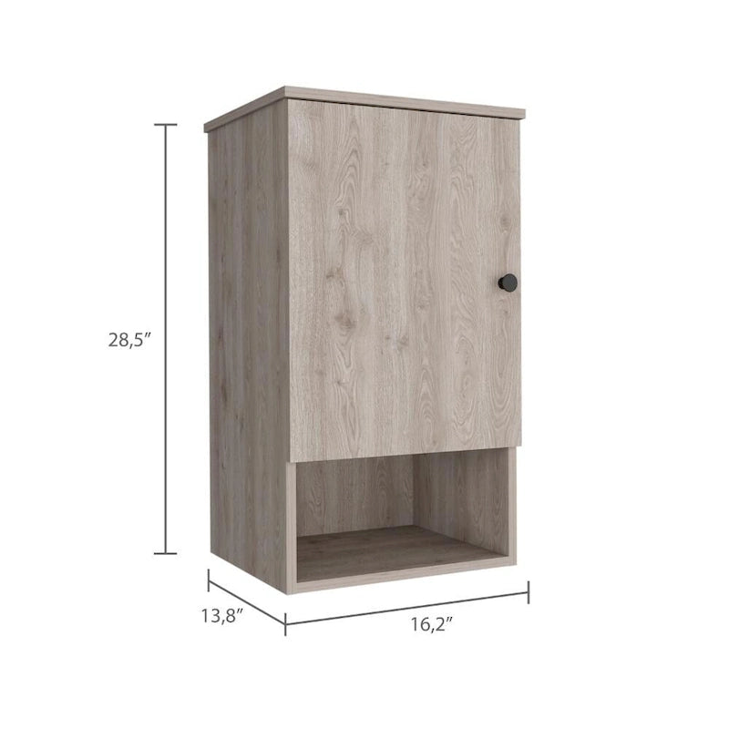 Armoire à pharmacie, deux étagères intérieures, finition chêne clair / blanc