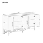 Caractéristiques distinctives d'un buffet à quatre portes avec pieds en métal croisés, adapté aux salons