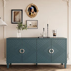Meuble de rangement 4 portes avec pieds en pin et MDF