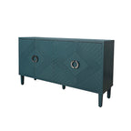 Meuble de rangement 4 portes avec pieds en pin et MDF