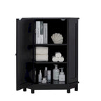 Meuble de salle de bain noir, meuble de rangement d'angle triangulaire avec étagère réglable, panneau MDF de style moderne