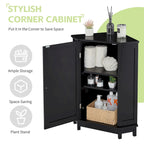 Meuble de salle de bain noir, meuble de rangement d'angle triangulaire avec étagère réglable, panneau MDF de style moderne