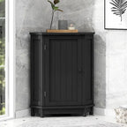 Meuble de salle de bain noir, meuble de rangement d'angle triangulaire avec étagère réglable, panneau MDF de style moderne