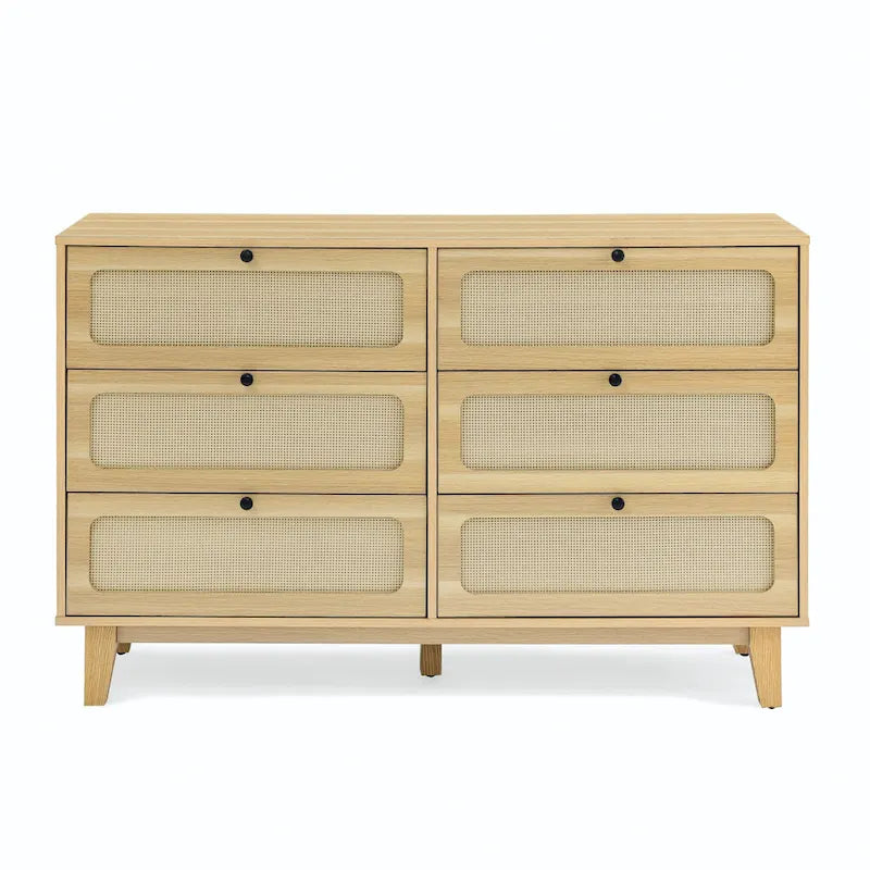 Commode de rangement 6 tiroirs en rotin