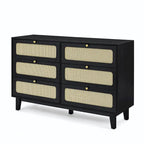 Commode de rangement 6 tiroirs en rotin