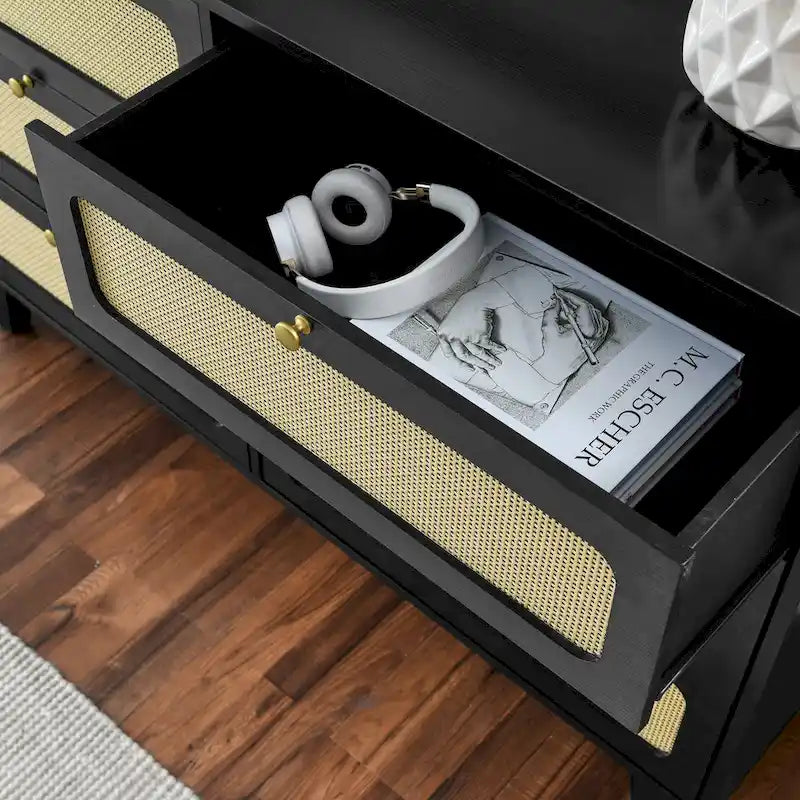 Commode de rangement 6 tiroirs en rotin