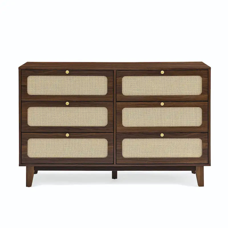 Commode de rangement 6 tiroirs en rotin