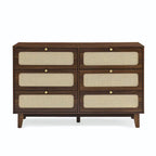 Commode de rangement 6 tiroirs en rotin