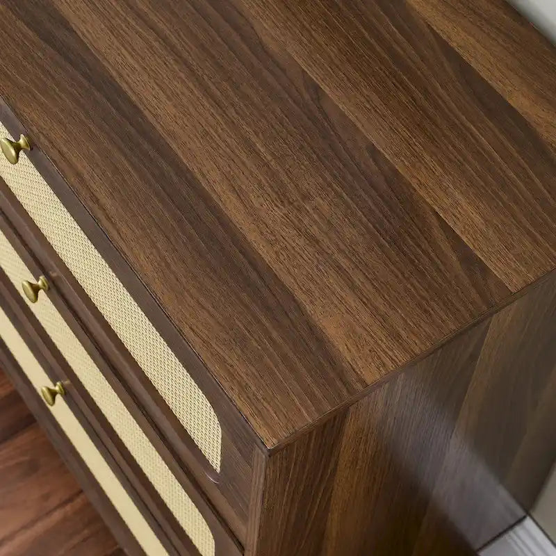 Commode de rangement 6 tiroirs en rotin