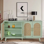 Armoire 4 portes avec portes en rotin