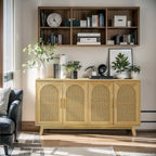 Armoire 4 portes avec portes en rotin