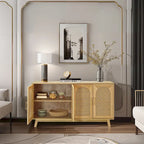Armoire 4 portes avec portes en rotin