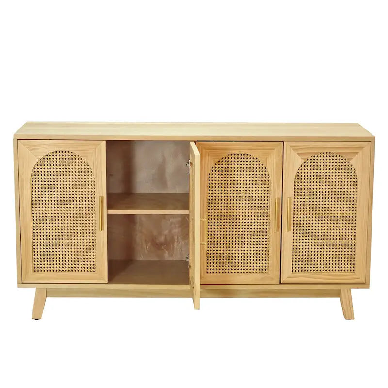 Armoire 4 portes avec portes en rotin