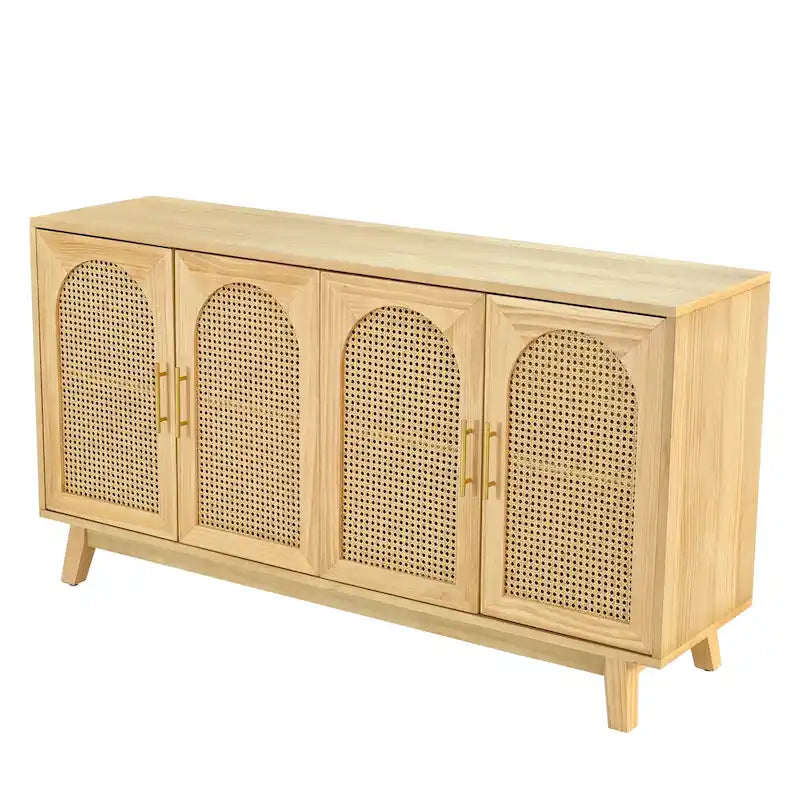 Armoire 4 portes avec portes en rotin